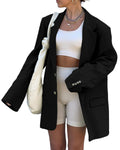 Blazer Open Front Solid Work Office Jacket Blazer