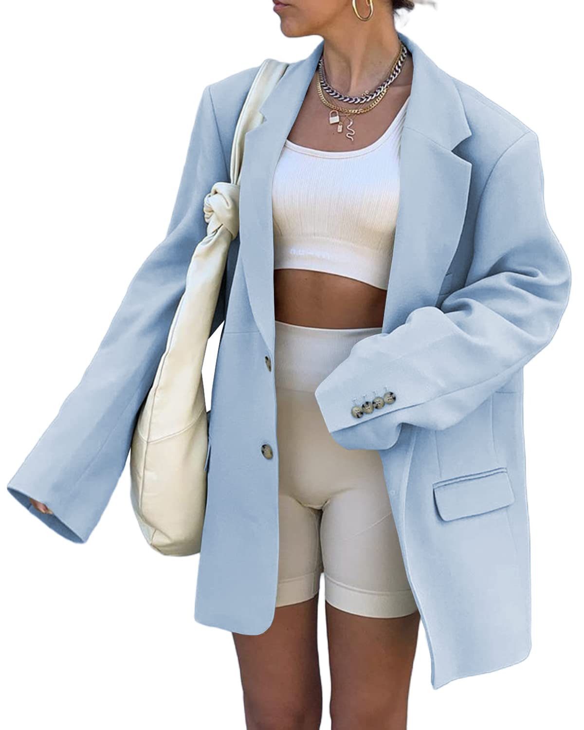 Blazer Open Front Solid Work Office Jacket Blazer