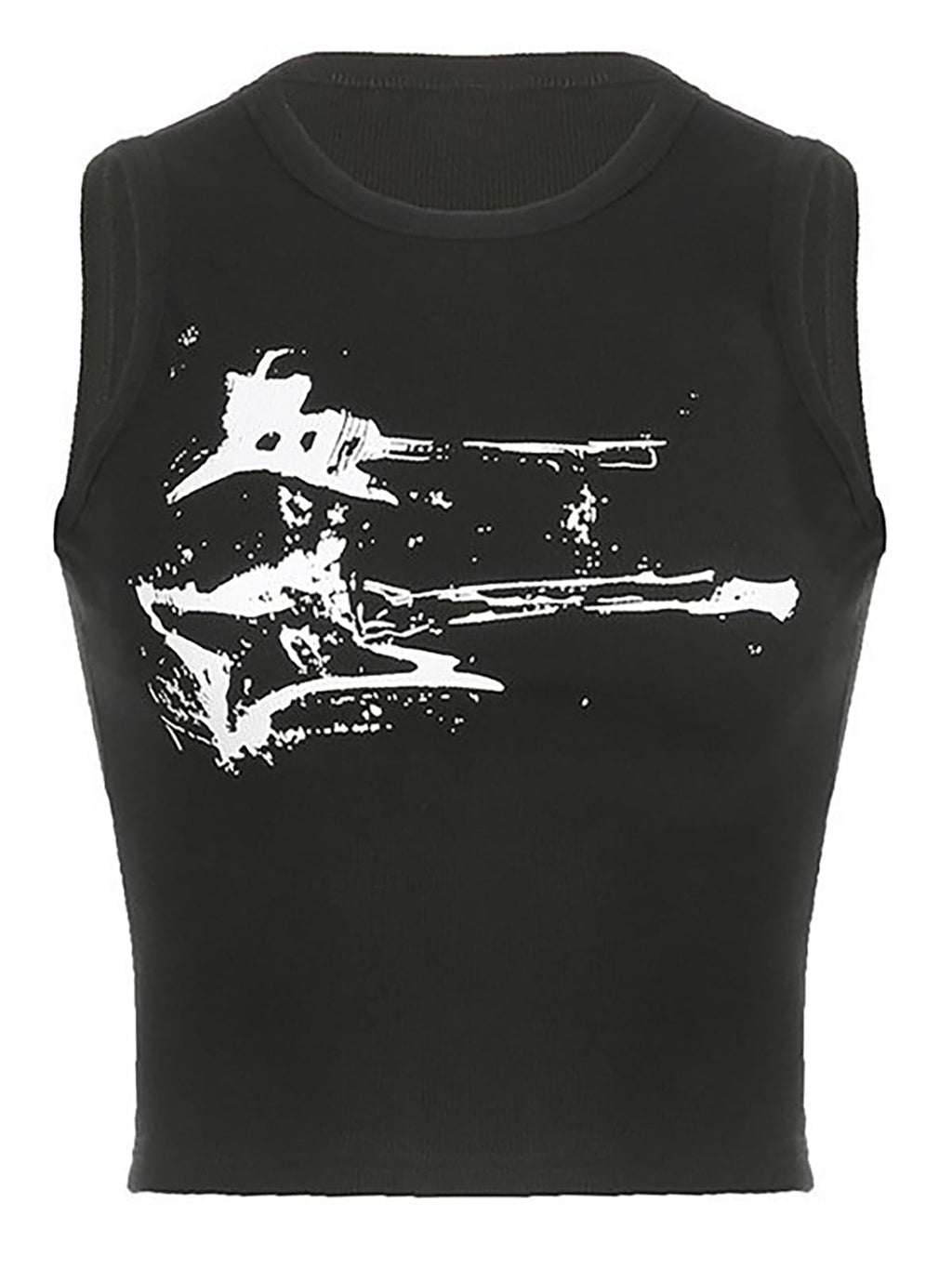Tank Tops, Guitar Ribbed Summer Tops Sleeveless Y2K Crop Tops