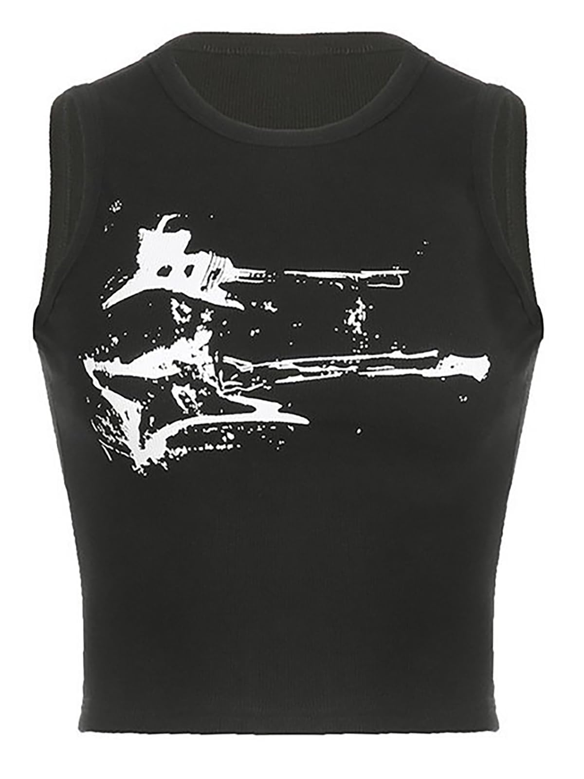 Tank Tops, Guitar Ribbed Summer Tops Sleeveless Y2K Crop Tops