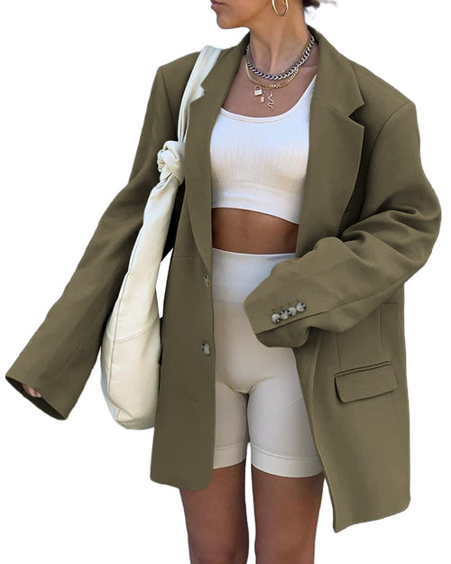 Blazer Open Front Solid Work Office Jacket Blazer
