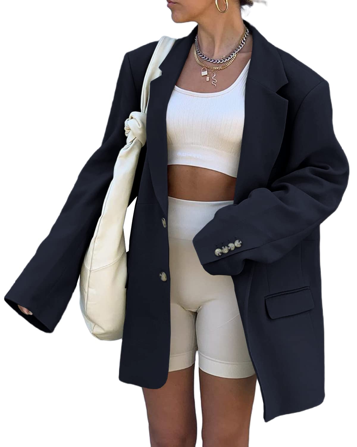 Blazer Open Front Solid Work Office Jacket Blazer