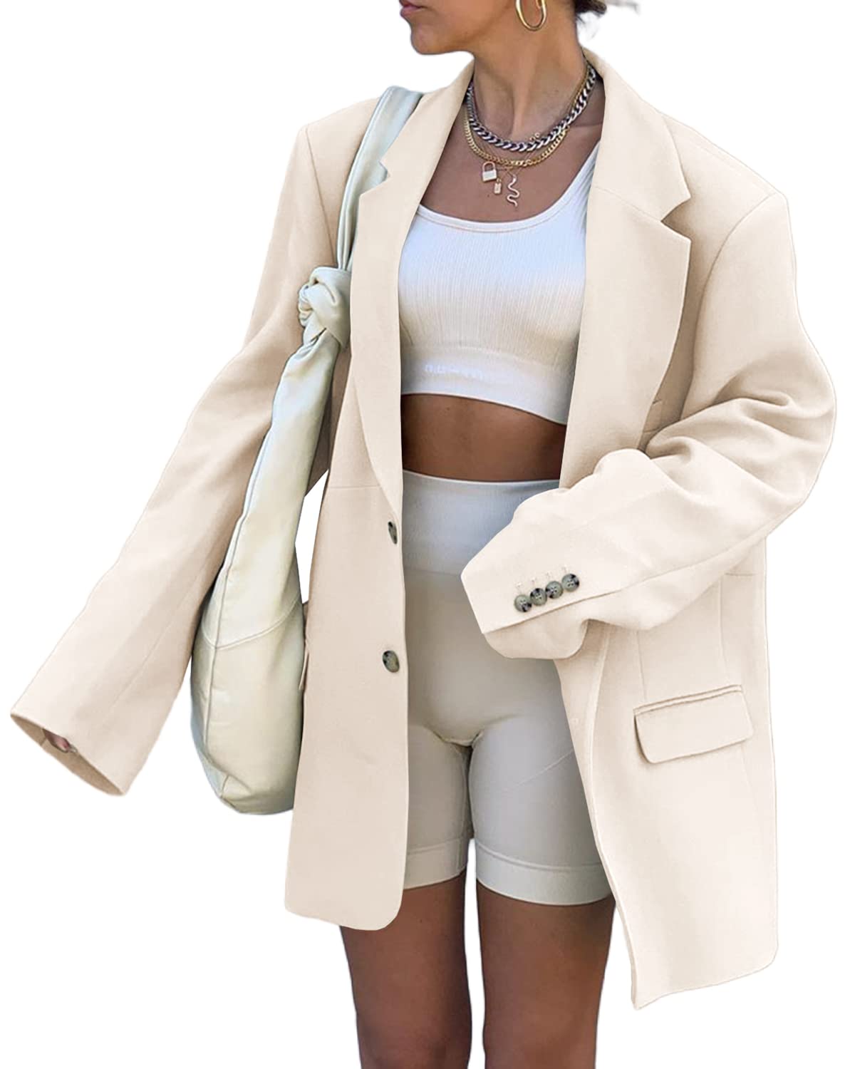 Blazer Open Front Solid Work Office Jacket Blazer