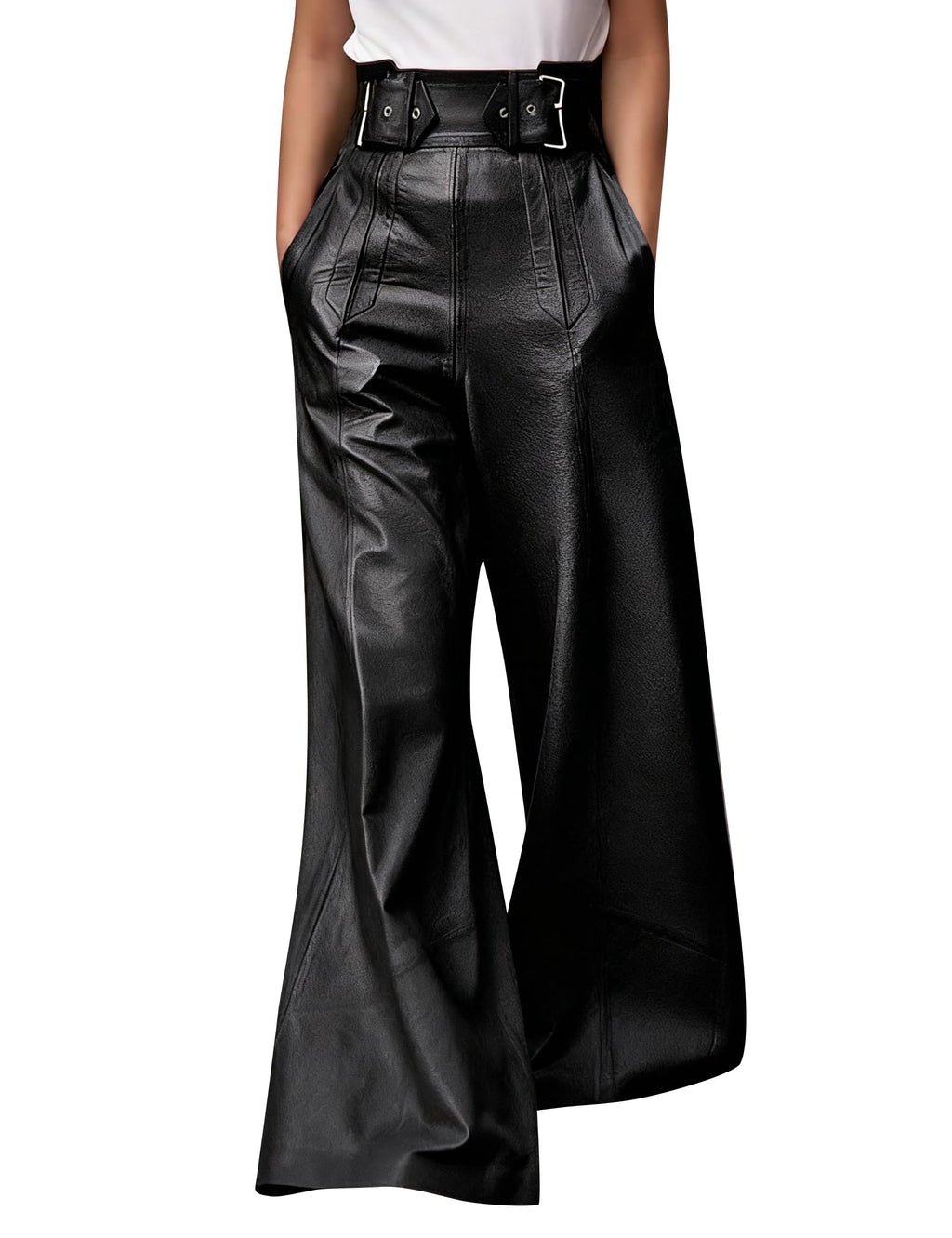 oshoplive Women' High Waist Wide Leg Pants with Pockets Pleated Going Out Flare Trousers
