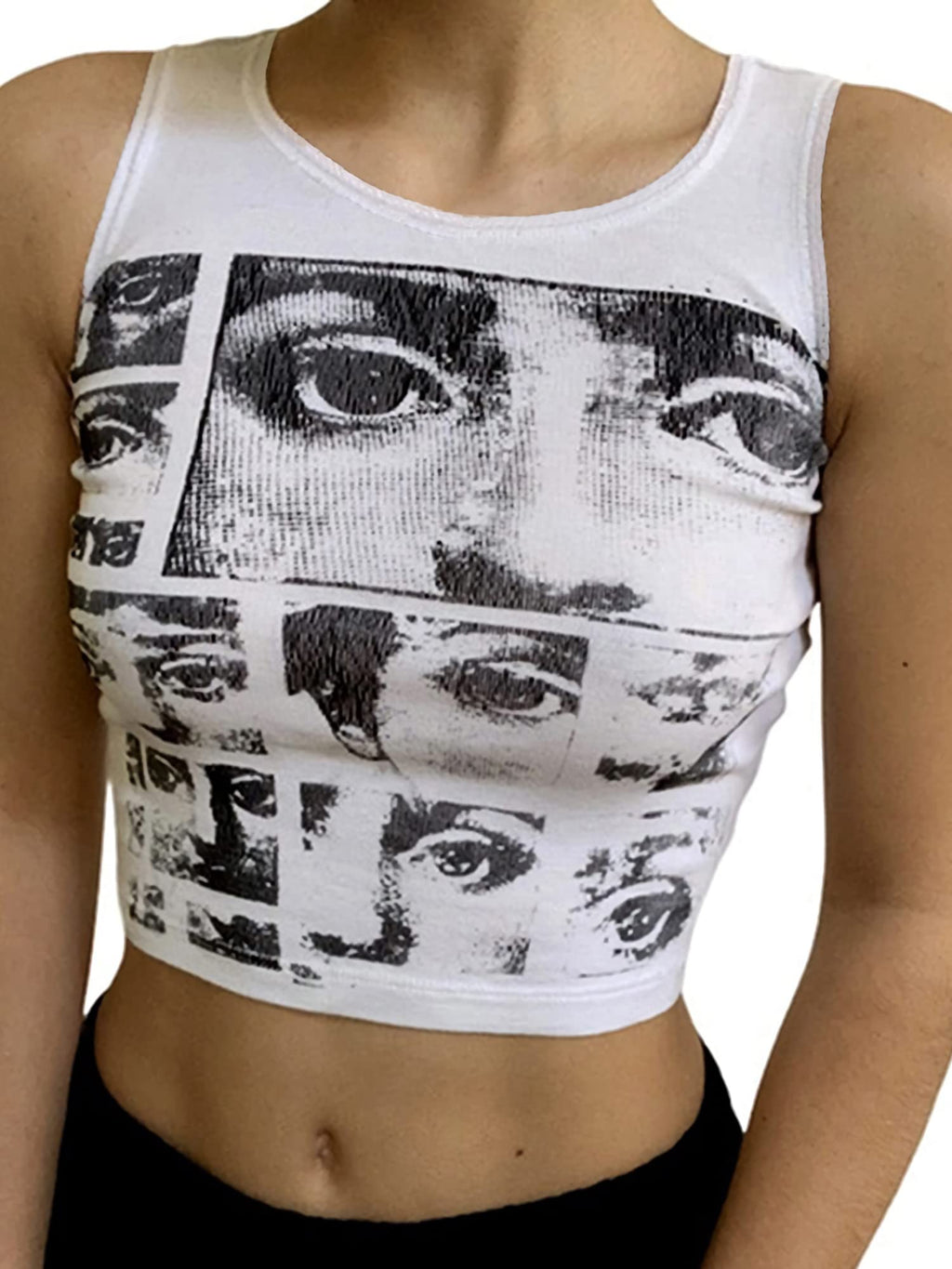 Tank Tops, Guitar Ribbed Summer Tops Sleeveless Y2K Crop Tops