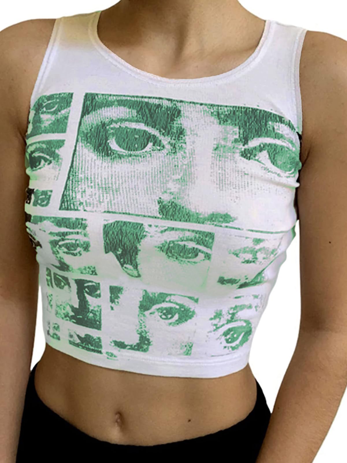 Tank Tops, Guitar Ribbed Summer Tops Sleeveless Y2K Crop Tops