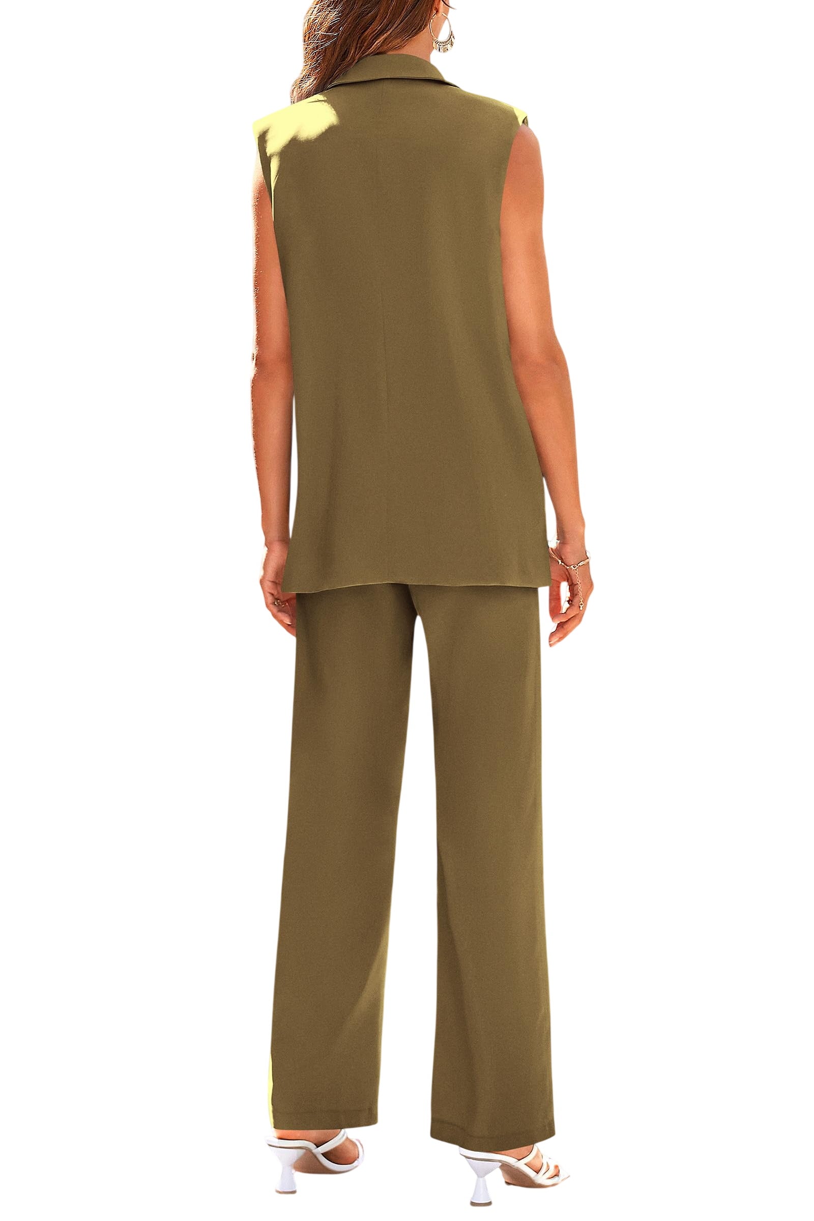 Suit Vest and Wide Leg Pants Business Casual Blazer Sets